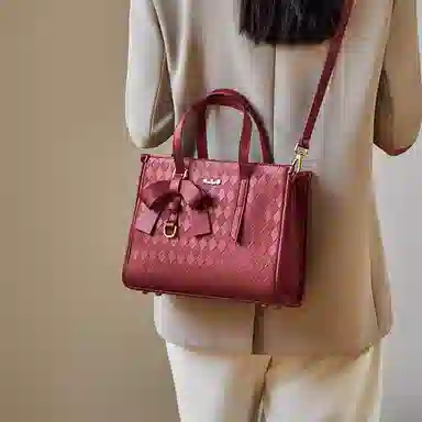 纳兰杜 女包通勤百搭大容量实用休闲女士包包 牛皮拼合成革 手提包托特包单肩包斜挎包 常规 女款 米白拼杏/子夜黑