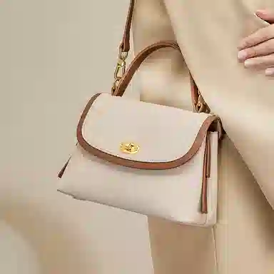 纳兰杜 时尚百搭气质高级感通勤妈妈款实用优雅 牛皮 小方包手提包 中号 女款 阿拉斯加白