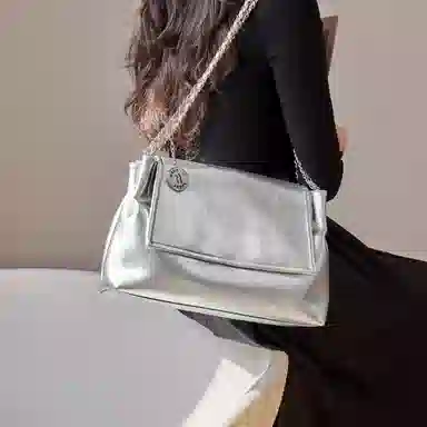 纳兰杜 包包少女女生时尚链条包纯色优斜挎包 牛皮 单肩包 大号 女款