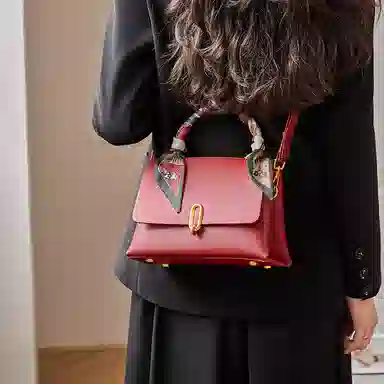 纳兰杜 妈妈款大容量丝巾高级感小众时尚潮流品牌高颜值 牛皮 斜挎包手提包单肩包 中号 女款 米白色拼咖色/咖色