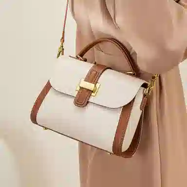 纳兰杜 女包大容量通勤实用气质百搭小众品牌包包 头层牛皮 手提包妈妈包单肩斜挎包 大号 女款 米白色/大象灰