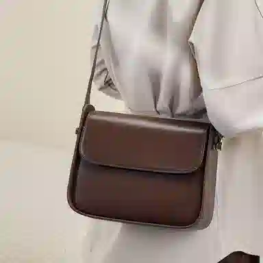 纳兰杜 高级感小众时尚百搭潮流简约通勤真皮品牌女包 牛皮 豆腐包单肩包斜挎包小方包 小号 女款 咖啡色