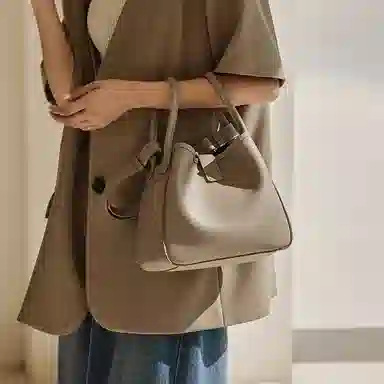 纳兰杜 精致质感手提包气质款时尚简约百搭女包小众潮流包包 牛皮 单肩斜挎包 中号 女款 大象灰/子夜黑/咖色/盐卡色