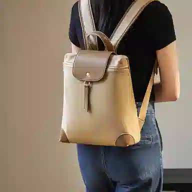 纳兰杜 通勤实用运动户外徒步登山大学生 织物 双肩包书包背包旅行包 常规 男女同款情侣款 子夜黑/卡其色