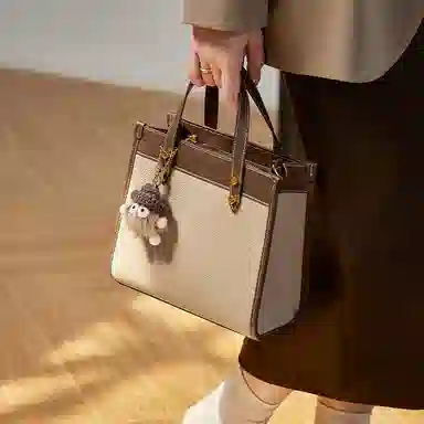 纳兰杜 小众时尚女包复古潮流气质百搭款品牌包包高级质感秋冬气质优雅手提包托特包斜挎包单肩包 牛皮 中号 女款 大象灰配棕