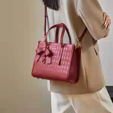 纳兰杜 女包通勤百搭大容量实用休闲女士包包 牛皮拼合成革 手提包托特包单肩包斜挎包 常规 女款 米白拼杏/子夜黑