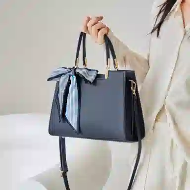 纳兰杜 手提包女百搭大容量通勤包包实用小众休闲品牌真皮女包 牛皮合成革 妈妈包手拎包单肩包斜挎包 大号 女款 蓝色/红色