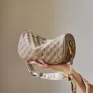 纳兰杜 高级感通勤百搭枕头包时尚潮流休闲简约 头层牛皮拼合成革 单肩斜挎包 中号 女款 大象灰