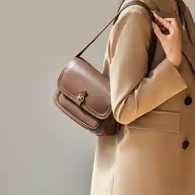 纳兰杜 复古休闲简约日常通勤时尚百搭 合成革 单肩斜挎包 常规 女款 咖色