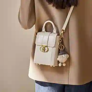 纳兰杜 夏天女士洋气迷你小众包包轻便散步休闲小巧百搭包包礼盒装 牛皮拼合成革 手机包斜挎包单肩包 中号 女款 米白色