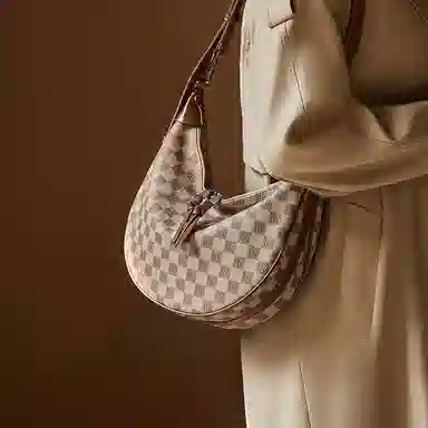 纳兰杜 复古印花高级感老花腋下包时尚简约通勤百搭 合成革 饺子包单肩斜挎包 常规 女款 卡其色