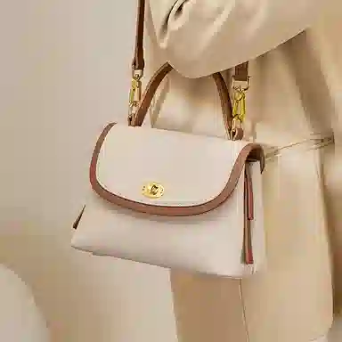 纳兰杜 时尚百搭气质高级感通勤妈妈款实用优雅 牛皮 小方包手提包 中号 女款 阿拉斯加白