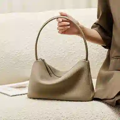 纳兰杜 高级感时尚女气质潮流女生百搭 头层牛皮 单肩包 中号 女款 大象灰