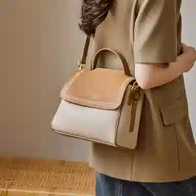 纳兰杜 大容量通勤妈妈款实用百搭女包精致简约气质品牌包包 牛皮拼合成革 手提包单肩斜挎包手拎包 常规 女款 多色