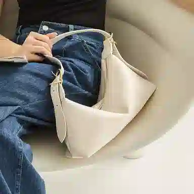 纳兰杜 小众腋下包女精致质感百搭通勤时尚软皮夏季女包 牛皮合成革 单肩包托特包 大号 女款 微月绿/子夜黑/奶昔白