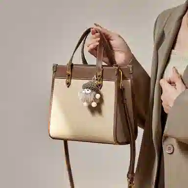 纳兰杜 小众时尚女包复古潮流气质百搭款品牌包包高级质感秋冬气质优雅手提包托特包斜挎包单肩包 牛皮 中号 女款 大象灰配棕