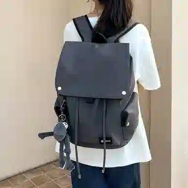 纳兰杜 大容量运动轻便高颜值潮流高学生初中生百搭 织物/涤纶 双肩包书包背包旅行电脑包 大号 男女同款情侣款 黑色/灰色