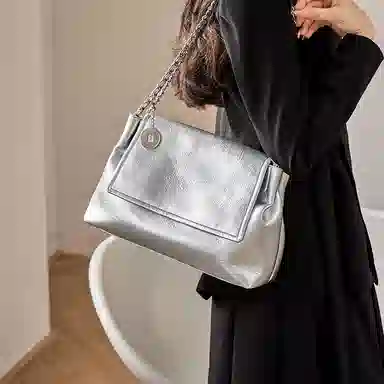 纳兰杜 包包少女女生时尚链条包纯色优斜挎包 牛皮 单肩包 大号 女款