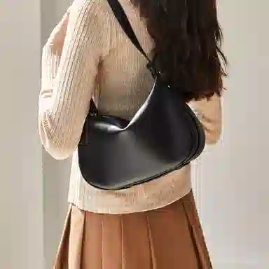 纳兰杜 包包女包时尚百搭女高级感女生腋下包潮流软皮牛皮斜挎包单肩包 大号 女款焦糖棕/子夜黑