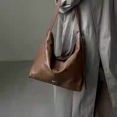 纳兰杜 通勤百搭时尚复古简约休闲实用 头层牛皮拼合成革 托特包单肩包购物袋 大号 女款 子夜黑/咖啡色