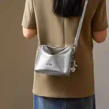 纳兰杜 百搭小众高级设计感精致潮流 合成革 腋下包单肩斜挎包饺子包 常规 女款 太空银/燕麦色