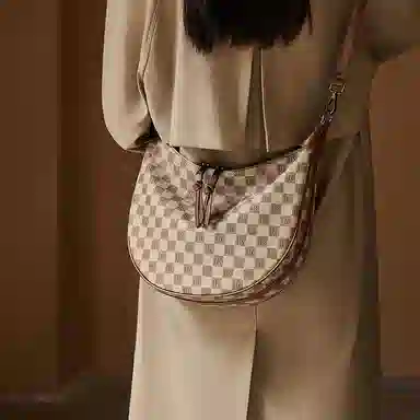 纳兰杜 复古印花高级感老花腋下包时尚简约通勤百搭 合成革 饺子包单肩斜挎包 常规 女款 卡其色