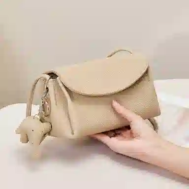 纳兰杜 软皮简约时尚高级感小众潮流通勤百搭 牛皮拼合成革 单肩包 中号 女款 多色
