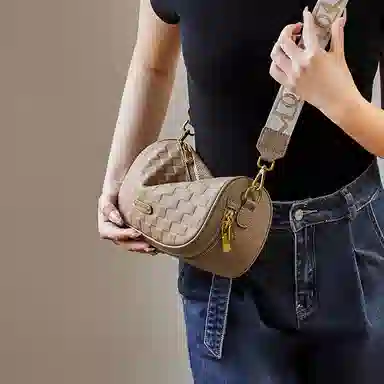 纳兰杜 高级感通勤百搭枕头包时尚潮流休闲简约 头层牛皮拼合成革 单肩斜挎包 中号 女款 大象灰