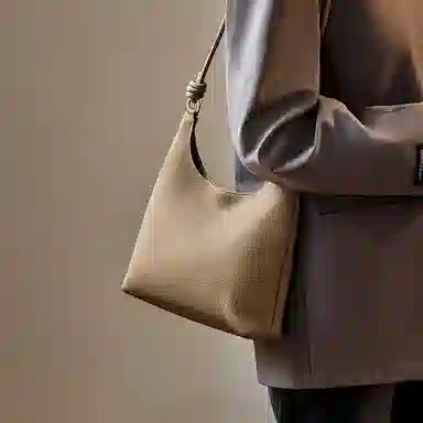 纳兰杜 通勤小众休闲百搭 头层牛皮拼合成革 斜挎包 大号 女款 大象灰