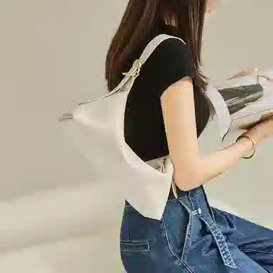 纳兰杜 小众腋下包女精致质感百搭通勤时尚软皮夏季女包 牛皮合成革 单肩包托特包 大号 女款 微月绿/子夜黑/奶昔白