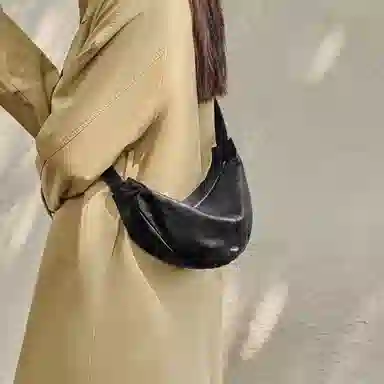 纳兰杜 时尚高级感百搭休闲简约小众潮流设计 牛皮拼合成革 饺子包单肩包 女款 植鞣烟灰棕/植鞣黑色