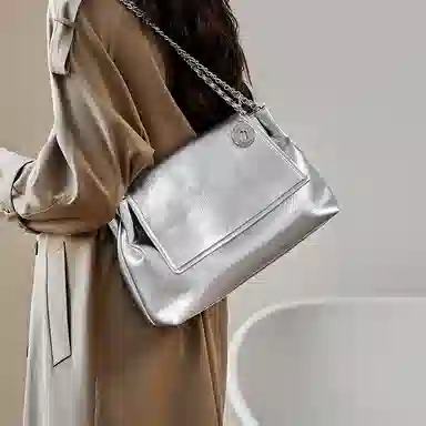 纳兰杜 包包少女女生时尚链条包纯色优斜挎包 牛皮 单肩包 大号 女款