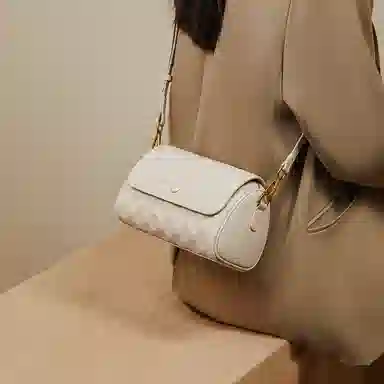 纳兰杜 百搭时尚高颜值精致小众 头层牛皮拼合成革 单肩包 女款 米白色/大象灰