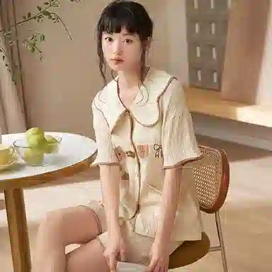 俏薇妮 简约温馨优雅大气高级感短袖短裤家居服休闲宽松舒适凉爽透气可外穿夏季睡衣套装 女款 黄色