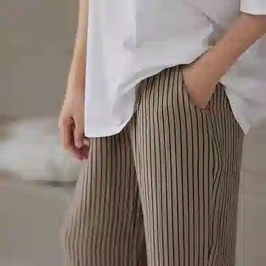 俏薇妮 简约条纹舒适居家高级休闲睡裤 女款 灰色