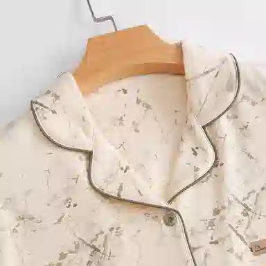俏薇妮 复古国风翻领开衫家居服新中式高级感舒适可外穿睡衣套装 男款 杏色