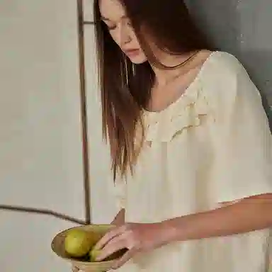 俏薇妮 简约柔软纯色短袖上衣家居服舒适透气休闲三分裤睡衣套装 女款 杏色