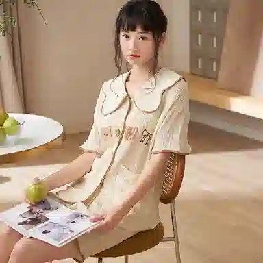 俏薇妮 简约温馨优雅大气高级感短袖短裤家居服休闲宽松舒适凉爽透气可外穿夏季睡衣套装 女款 黄色