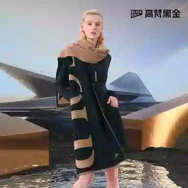 高梵 黑金高定保暖加厚 绒线围巾 男女同款情侣款 黑色