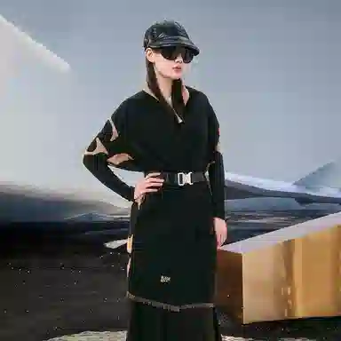 高梵 黑金高定保暖加厚 绒线围巾 男女同款情侣款 黑色