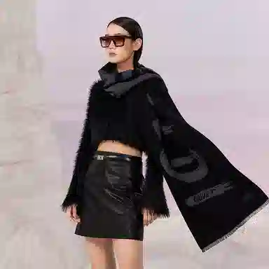 高梵 黑金高定黑标保暖加厚 聚酯纤维 绒线围巾 男女同款情侣款