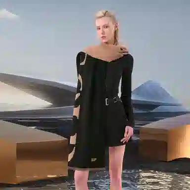 高梵 黑金高定保暖加厚 绒线围巾 男女同款情侣款 黑色