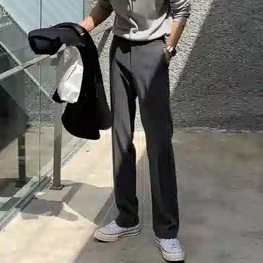 我是大卫 垂感拖地基础款简约阔腿直筒宽松西裤休闲裤 男女同款