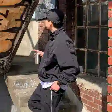 我是大卫 立领韩版高级感可收腰设计户外运动拉链夹克外套 男女同款