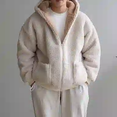 我是大卫 纯色短款羊羔绒拼色加厚保暖韩版休闲棉服 男女同款