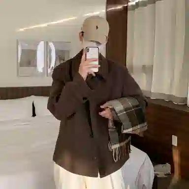 Wo Shi Da Wei Retro Wool Coat Deep Brown