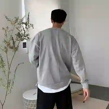 我是大卫 港风复古宽松圆领休闲纯色百搭长袖卫衣 男女同款