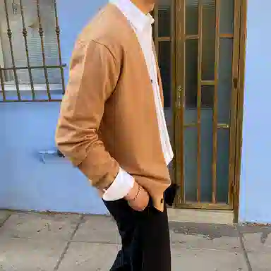 我是大卫 日系百搭纯色开衫港风潮牌学院风宽松外套针织衫 男女同款