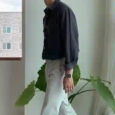 我是大卫 韩系休闲时尚高级感痞帅宽松牛仔长袖衬衫 男女同款