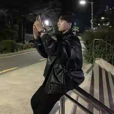 我是大卫 复古拉链立领亮面机车赛车元素宽松夹克外套 男女同款